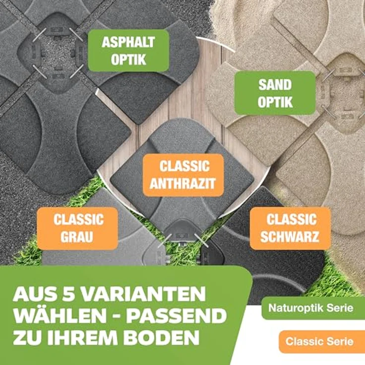 KESSER® Sonnenschirmständer 4-teilig Schirmgewicht Schirmständer für Ampelschirm Bodenkreuz 60 Liter / 80 kg befüllbar mit Wasser oder Sand Inkl. Metallverbinder Ampelschirmständer Kunststoff Schwarz – Bild 7