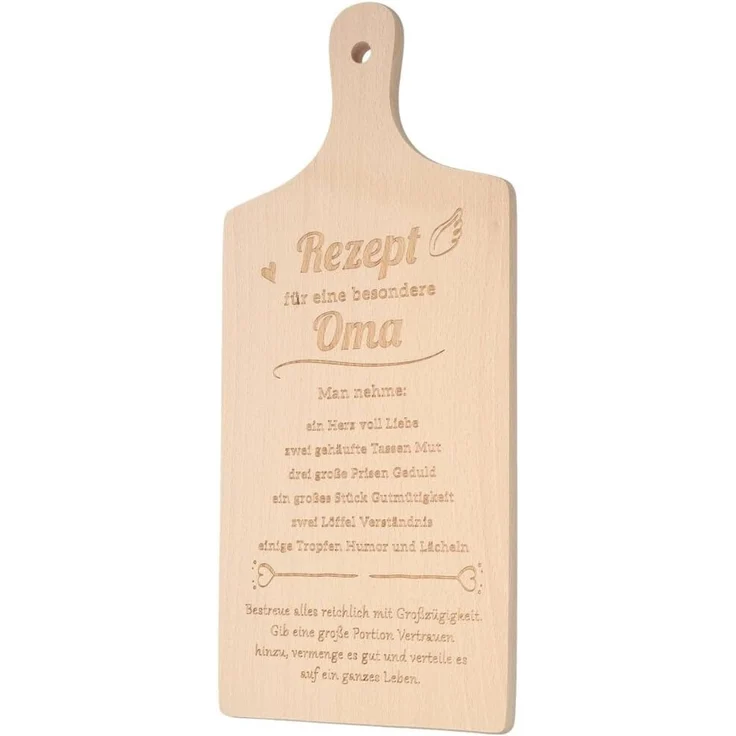 Spruchreif® Schneidebrett XL Schneidebrett mit Griff und Öse ·Rezept Oma/Mama · Geburtstag, (1-St) – Bild 3