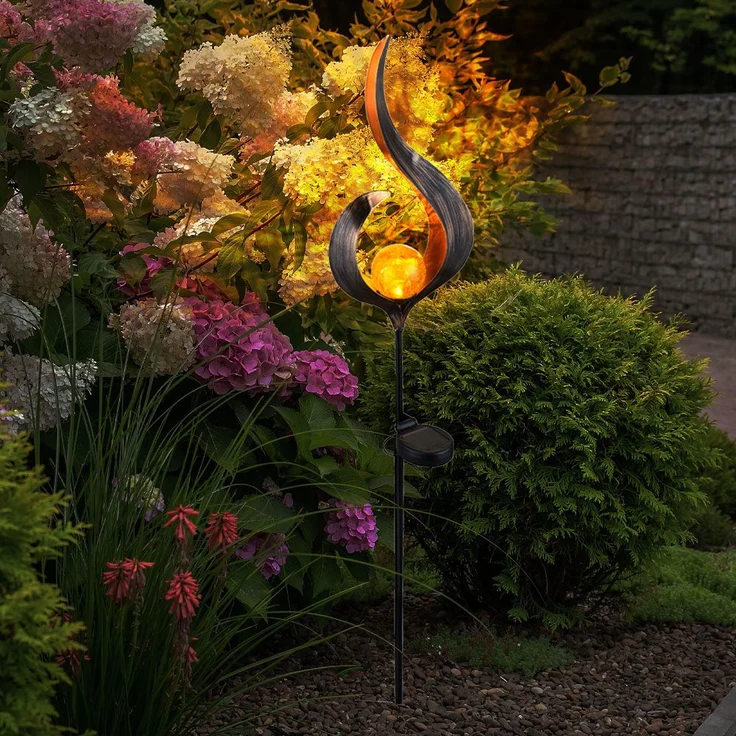 2er Set LED Solarlampen, Steh- und Steckleuchten Flammenform – Bild 7
