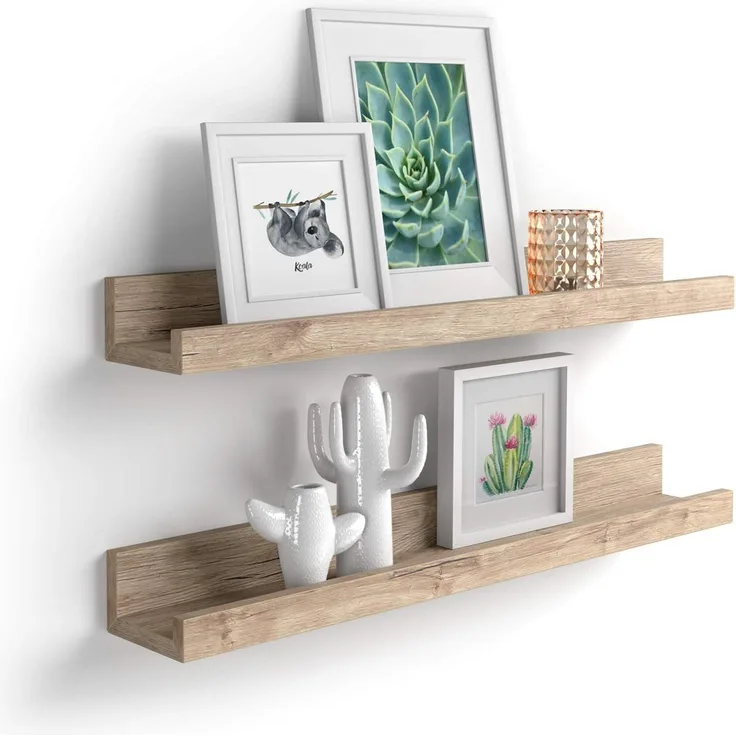 MOBILI FIVER, 2er-Set First Bilderregale, 60 cm, Eiche, Made In Italy