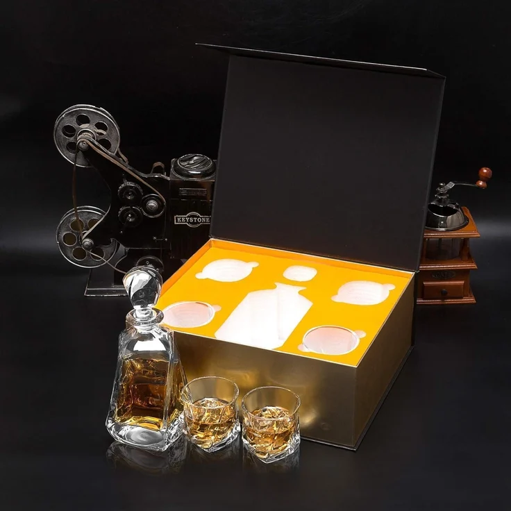 5-teiliges Whisky-Set Bleifrei Kristallgläser Karaffe 650ml, Geschenkbox – Bild 3
