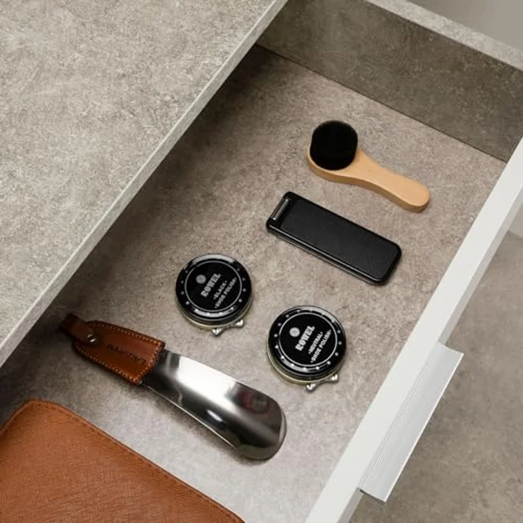 CARO-Möbel Schuhschrank DEUSTO Schmale Flurkommode mit Schublade und 3 Türen betonoptik/weiß – Bild 7