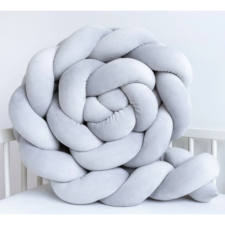Loolay Nestchenschlange SAMT GRAU Geflochtenes Kissen Zierkissen Dekokissen Bettumrandung, (Zugluftstopper Zugluft Schlange Wickeltischumrandung Babybett Kinderzimmer Schutz, VELOURS SAMT Bettschlange 100 150 200 300 400 cm und Länge auf Anfrage), Zugl... – Bild 3