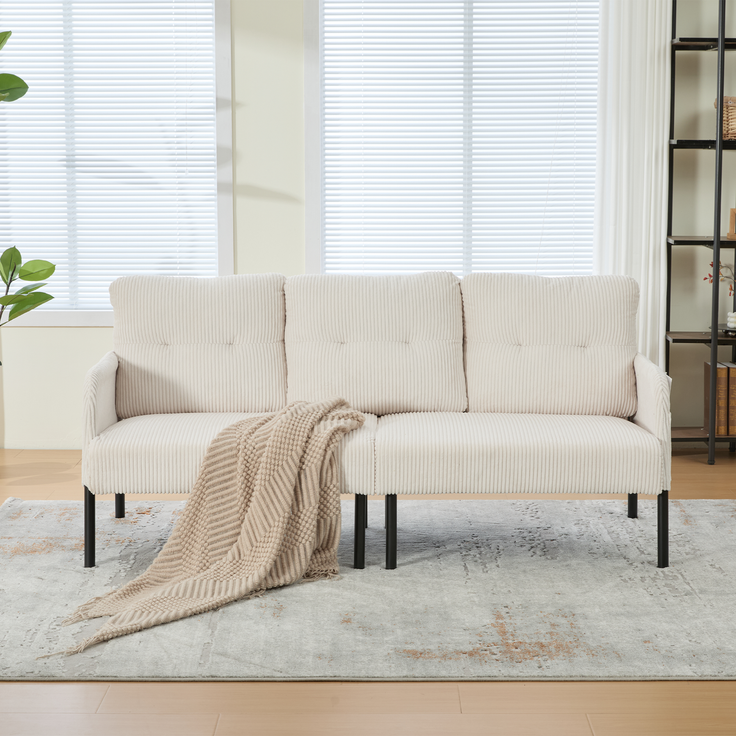 LVHOM 3-Sitzer Sofa mit Metallsockel, Polstersofa mit Seitentaschen, Loungesofa aus Cordstoff, Ergonomisches Stoffsofa, 171x72x80cm – Bild 9