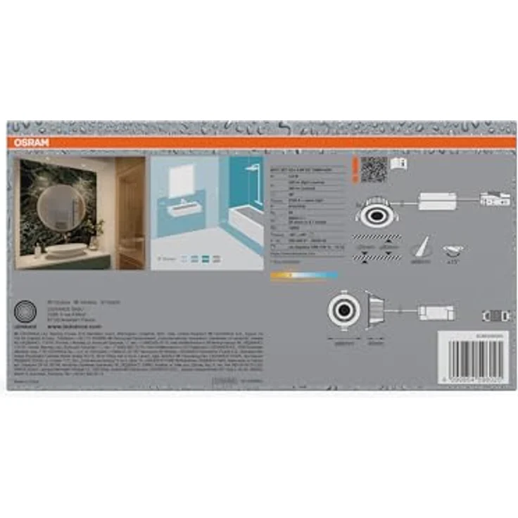 Osram Spot Set LED Einbaustrahler DIM IP44 Verstellbar Satin-Nickel, 3er Set Badezimmer dimmbar, warmweiß 2700K – Bild 4