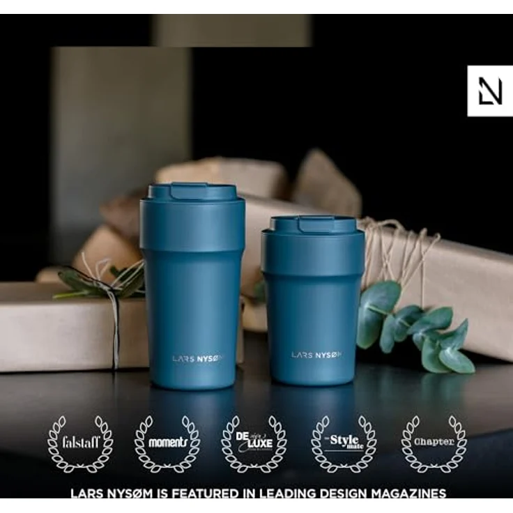 LARS NYSØM Thermo Kaffeebecher to go 380ml | Travel Mug 0,38 Liter mit Isolierung | Auslaufsicherer Edelstahl Thermobecher für Kaffee und Tee unterwegs | Teebecher (Creamy Peach, 380ml) – Bild 3