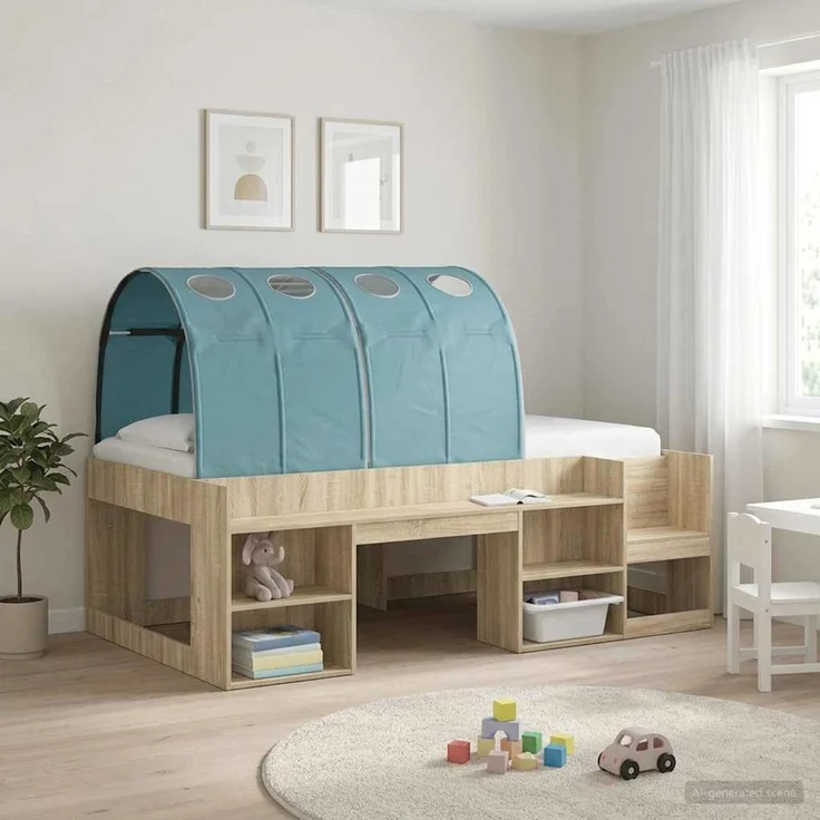 vidaXL Bettunnel 2 pcs Himmelblau 211 x 67,5 x 2 cm Polyester 893709 – Bild 1