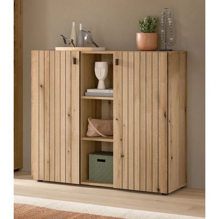 Schuhkommode (B/H/T: 106x96x37 cm) in Evoke Oak Nachbildung – Bild 6