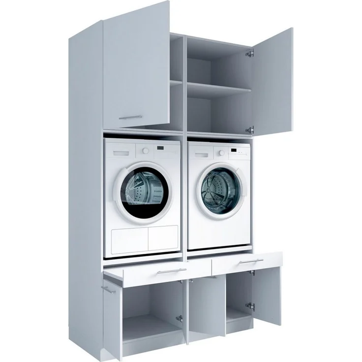 Laundreezy Mehrzweckschrank-Set Laundreezy, 4-tlg. Mehrzweckschrank-Set B/H/T 135/238/68 cm, (4-St), Breite 135 cm, Soft-Close-Funktion, höhenverstellbare Füße – Bild 2