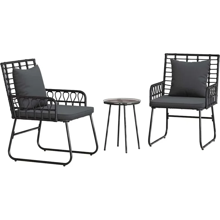 vidaXL Garten Essgruppe 3 pcs Schwarz und Anthrazit Poly-Rattan 42010350 – Bild 1