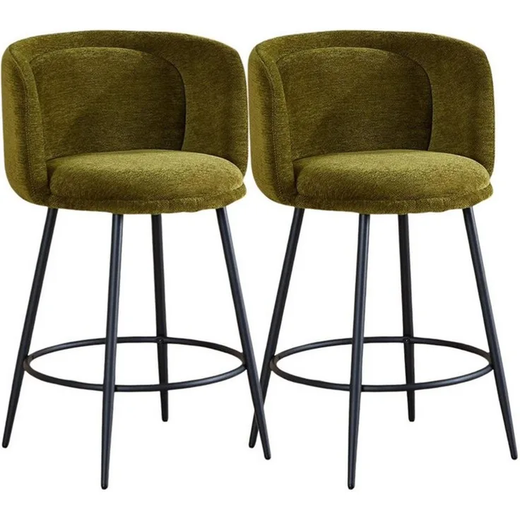WAHSON OFFICE CHAIRS Barhocker Barhocker 2er mit Lehne, Moderner Barstuhl aus Chenille für Küche
