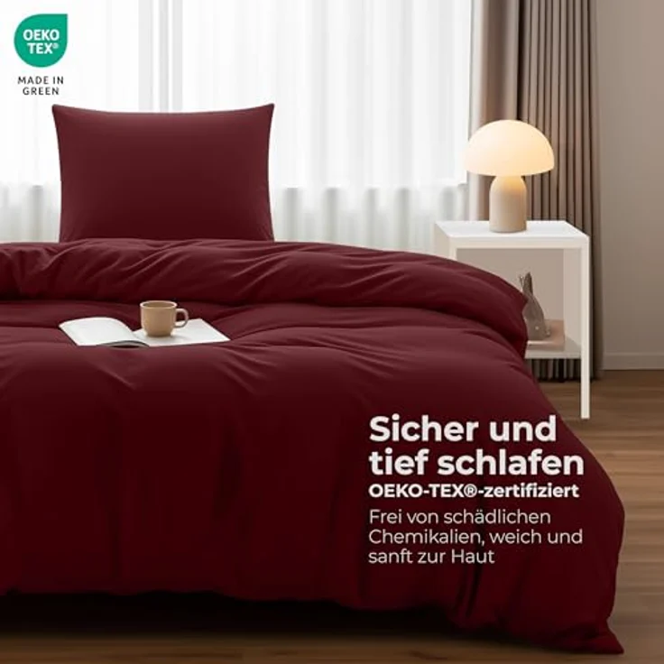 Utopia Bedding Bettwäsche 135x200 Set - Mikrofaser Bettbezug 135x200 cm + 1 Kissenbezug 80x80 cm - Burgund – Bild 3