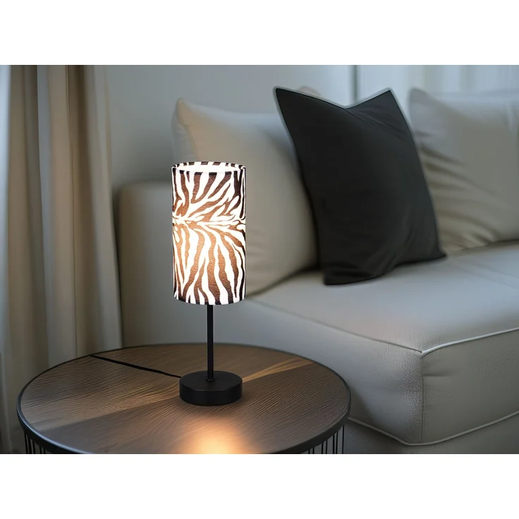 Tischlampe ZEBARA mit Stoffschirm Zebramuster, Höhe 36,5cm – Bild 1