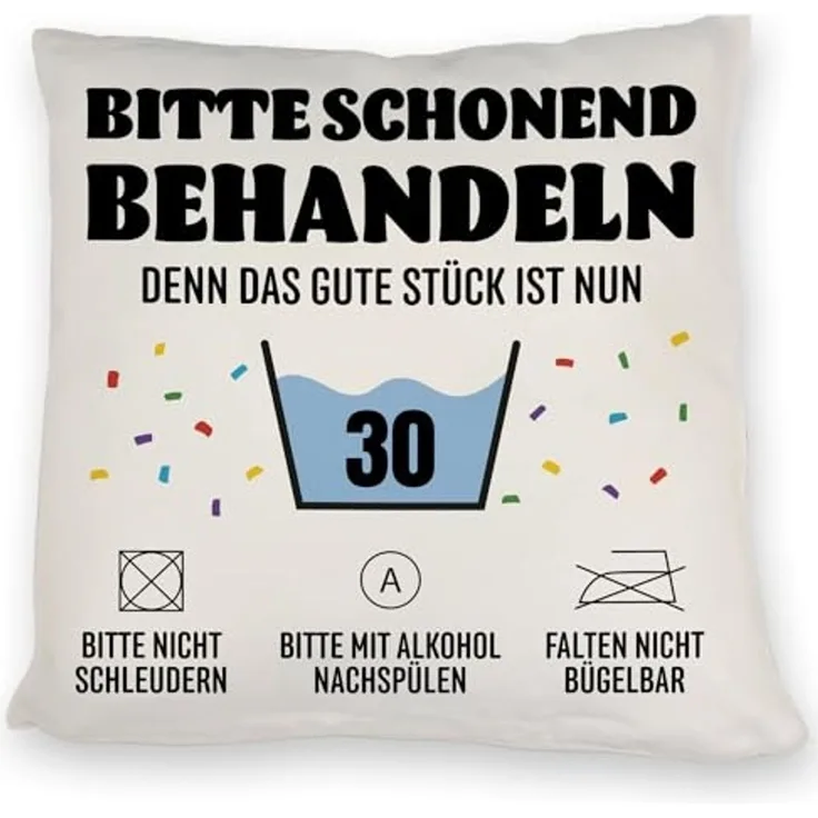 speecheese Dekokissen Bitte schonend behandeln - 30. Geburtstag Kissen