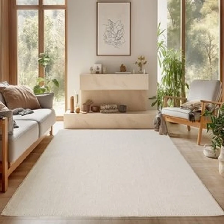 SIMPEX24 Designteppich Einfarbig Boucle Loop, Rund, Höhe: 7 mm, Teppich Wohnzimmer, Schlafzimmer, Gästezimmer – Bild 6