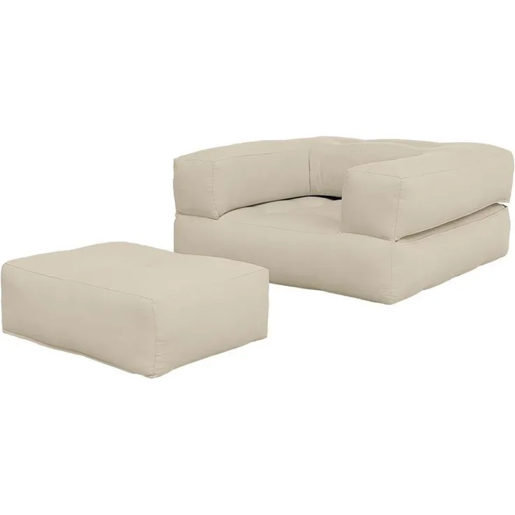 KARUP DESIGN CUBE Futonsessel mit Hocker 90x190 cm Beige