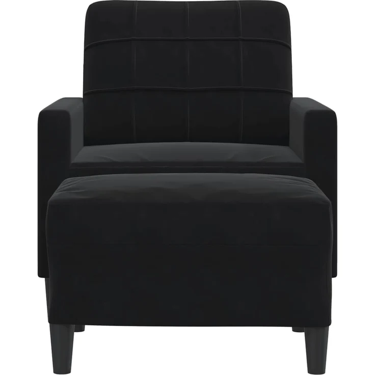 vidaXL Sessel mit Hocker Schwarz 60 cm Samt 3278262 – Bild 2