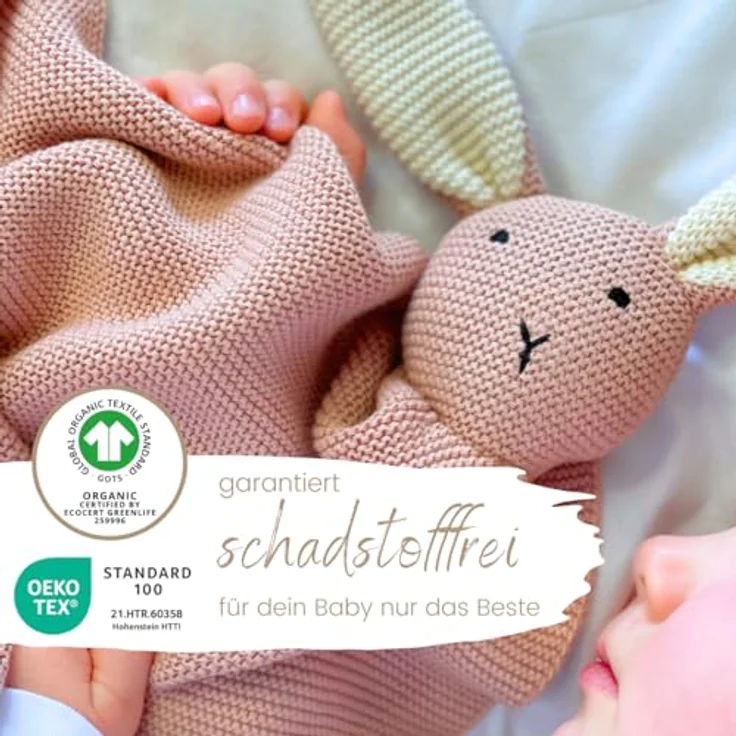 Babydecke DIKOS® Babydecke SCHMUSE-HASE Baby Geschenk Mädchen Junge Geschenkset, DIKOS, Geschenk zur Geburt, PREMIUM Qualität, 100 % BIO Baumwolle, nachhaltig – Bild 4
