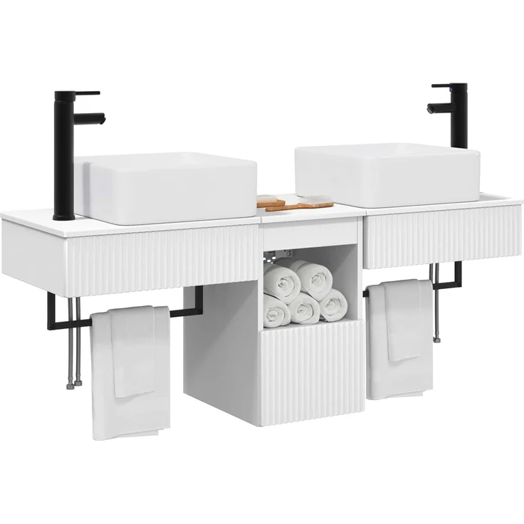 vidaXL Badezimmerschrank-Set 3 stk. Weiß 130 x 41 x 80 cm 3405597 – Bild 3