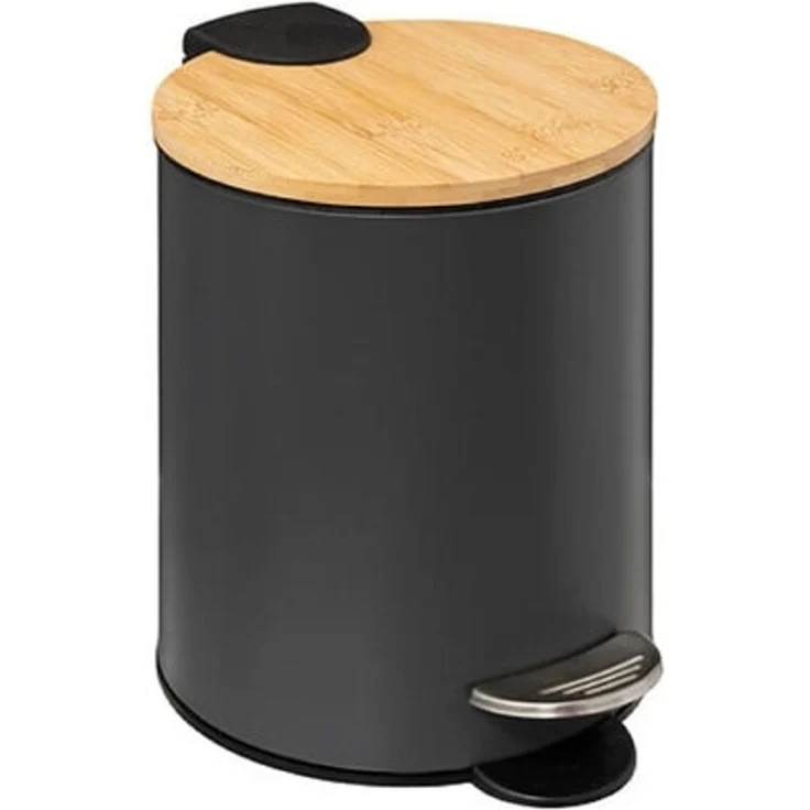 Kosmetikeimer Badmülleimer Softclose Mülleimer 3l Grau Bambus modern leise 5five – Bild 1