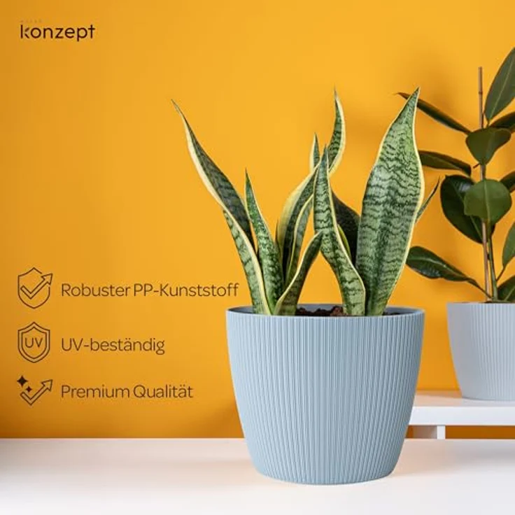 KONZEPT Blumentopf groß, gerillte Struktur 26/30cm, Übertöpfe für Zimmerpflanzen, aus Kunststoff ideal für Wohnzimmer, Küche und Balkon – Bild 4