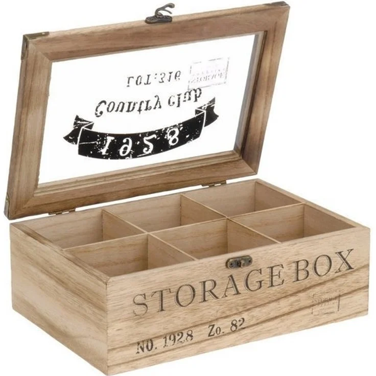 ToCi Teebox Teebox Holz Teekiste Teedose Teebeutelbox Retro Storage Box – Bild 4