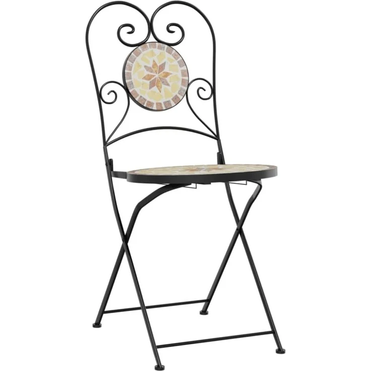 vidaXL Bistrostühle 2 Stk. Klappbar Terrakottarot und Weiß Keramik 4003407 – Bild 8