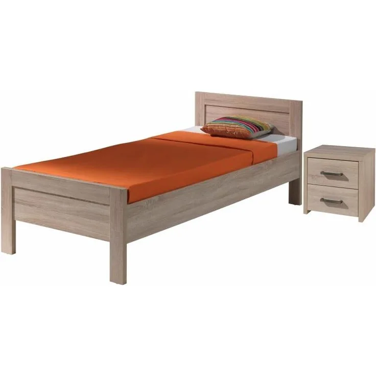 Set Aline best. aus Einzelbett 90x200 und Nachtkonsole, Sonoma Eiche Dekor hell