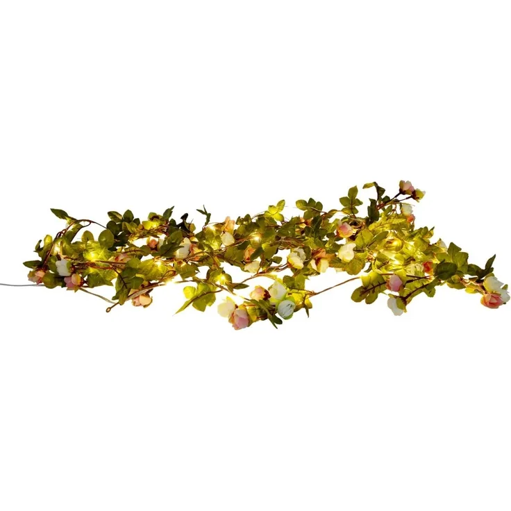 Lichterkette Outdoor LED Strom 4 m Blumen Rosen Kunstblumen Girlande 5268261