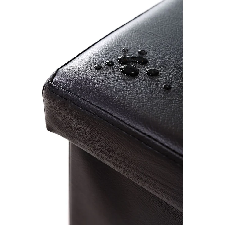 dibea Sitzbank faltbar, stabil & komfortabel, mit großem Stauraum (80 L), Kunstlederbezug & gepolsterter Sitzfläche, 76x38x38 cm, schwarz – Bild 5