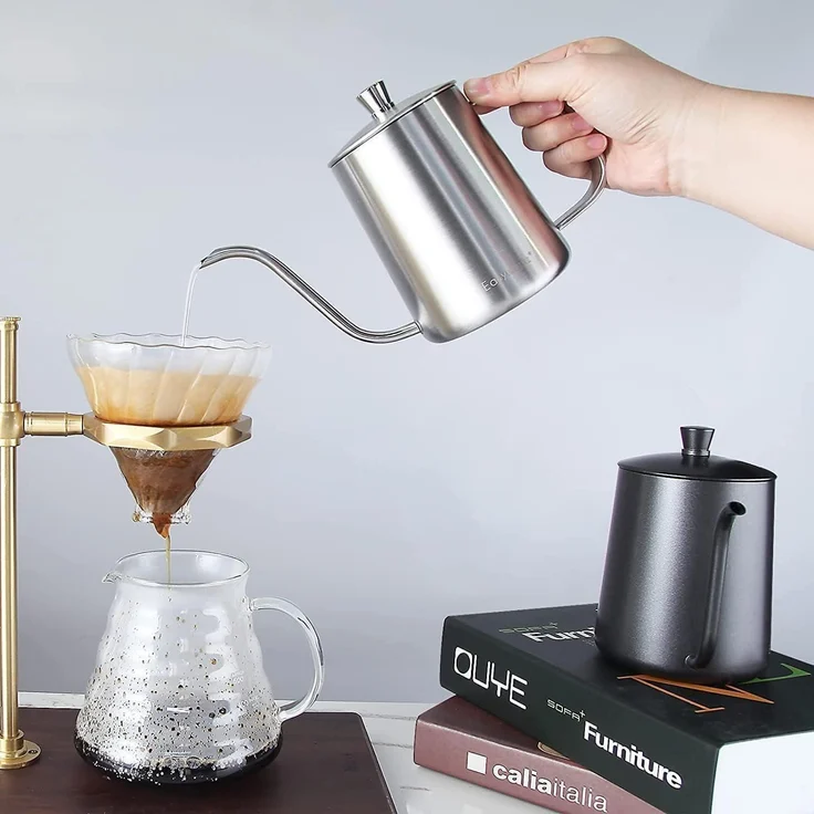 Gooseneck Pour Over Kaffeekessel mit Thermometer Edelstahl 304 600ml – Bild 7