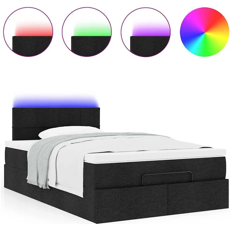 vidaXL Ottomane Bett mit Matratze & LEDs Schwarz 120x190 cm Stoff 3312293 – Bild 4