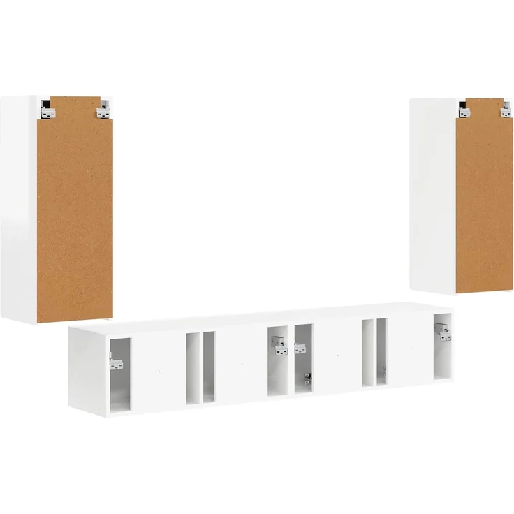 vidaXL TV-Wandregal-Set 4 pcs Hochglanz Weiß Holzwerkstoff 3408920 – Bild 8