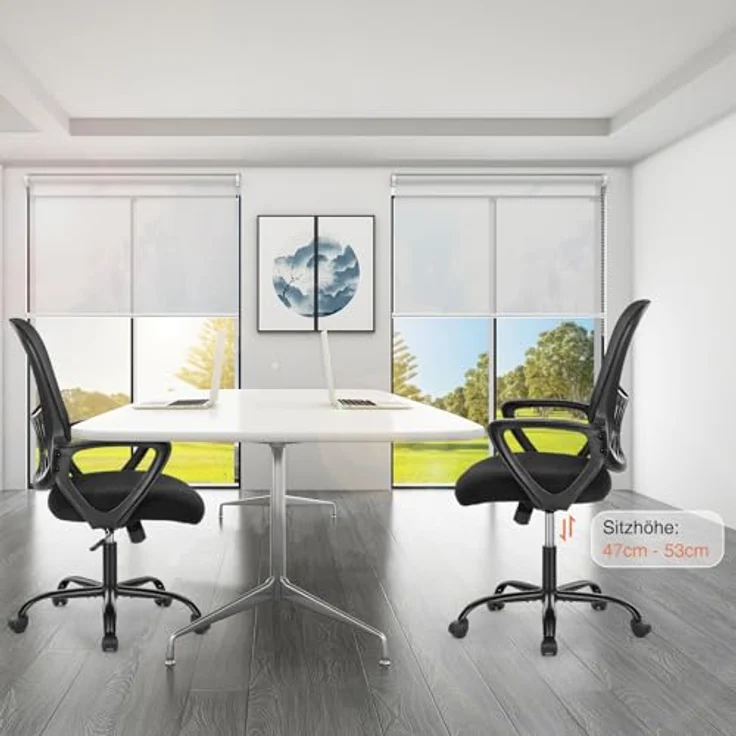 Sweetcrispy Bürostuhl Ergonomisch, Schreibtischstuhl mit Lendenwirbelstütze, Verstellbaren Armlehnen Drehstuhl, Höhenverstellbarer Office Chair, Bürostühle Geeignet für Büro und Schlafzimmer (Schwarz) – Bild 9