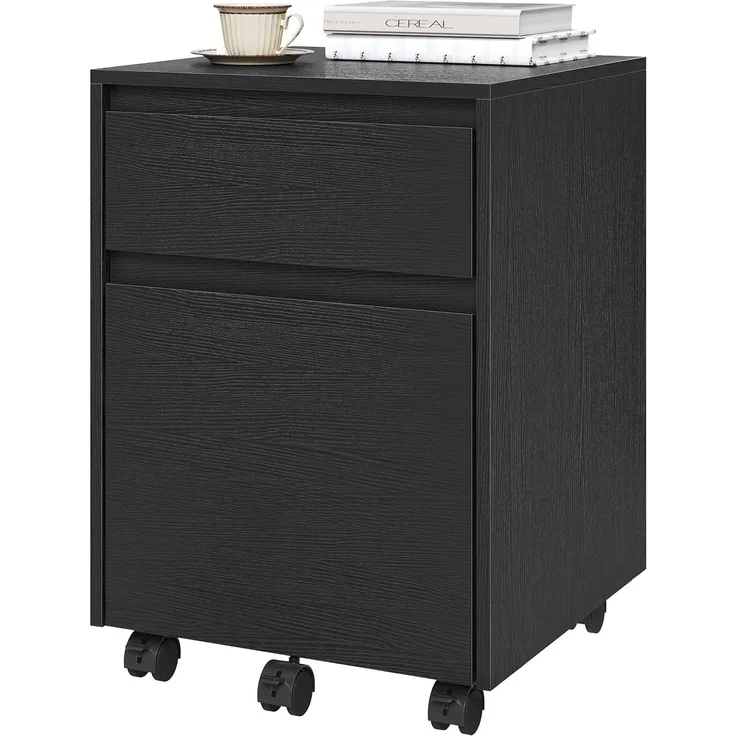 Woltu Rollcontainer, mit 2 Schubladen, Büroschrank auf Rollen, 40x57x40 cm