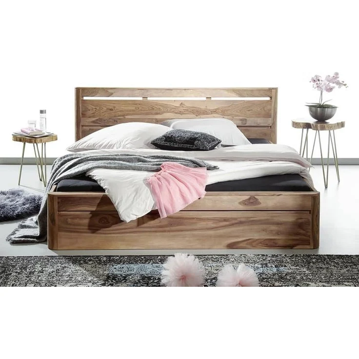 Massivmoebel24 Massivholzbett (Bett Sheesham 180x200x90 smoked cherry gebeizt TORONTO #153) – Bild 7