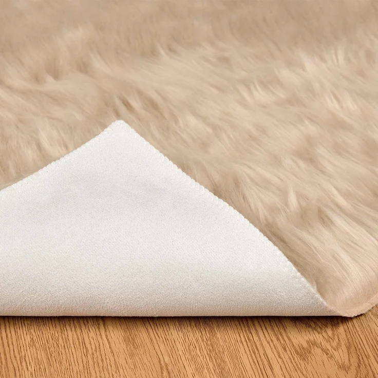 vidaXL Kunstschaffell Teppich Tafalla Beige 80 x 150 cm Polyester 42021478 – Bild 5