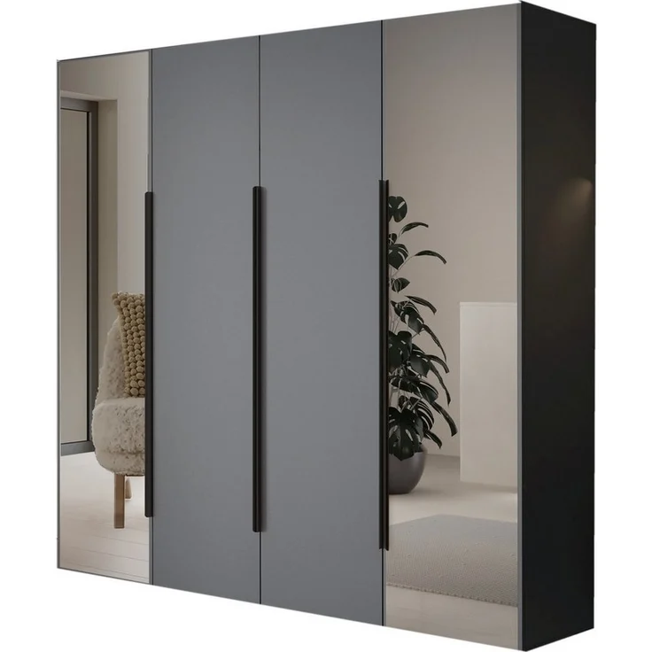 Compleo Kleiderschrank mit 4 Türen, Drehtürenschrank, Garderobenschrank mit Spiegel – Bild 4