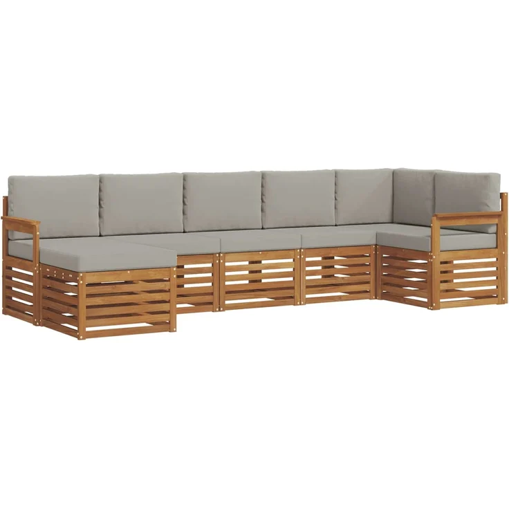 vidaXL Outdoor-Sofagarnitur 7 stk. 6-Sitzer Natur und Hellgrau 3375156 – Bild 2