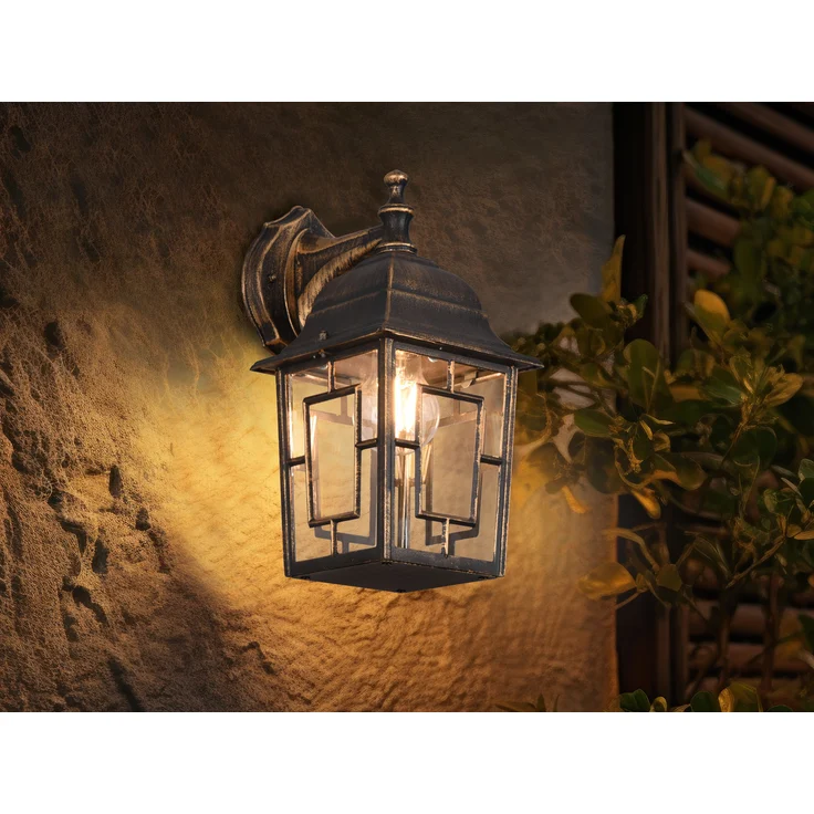 Antike LED Außenwandleuchte Laterne hängend Rostoptik, Höhe 30cm – Bild 3