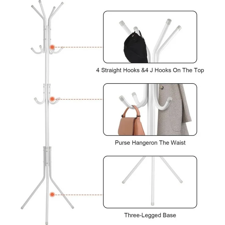 Youyijia Kleiderständer Garderobenständer mit 12 Haken – 175 cm Free-Standing Kleiderständer