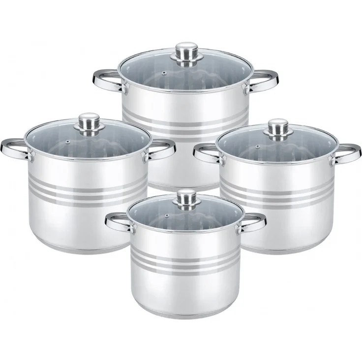 Cheffinger Kochtopf Pfannen Topfset Glasdeckel 8-tlg Induktion Edelstahl CF-SP8