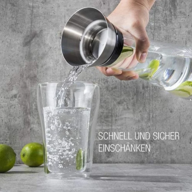 Wasserkaraffe Glaskaraffe Karaffe Wasserkrug Krug Glas mit Sieb 1 Liter – Bild 4