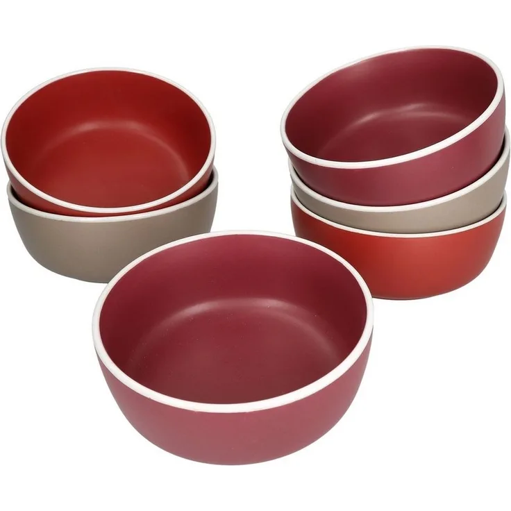 6er Set Bowl-Schale Liz 550ml Schüssel Sand Terracotta Rot Dessert Salatschüssel