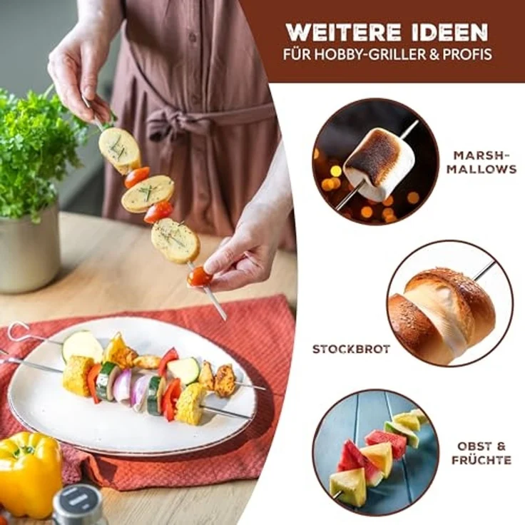 bremermann Grillspieß 6 Grillspieße mit Halterung // Edelstahl // BBQ Grillspießhalter-Set (6-St), mit Halterung – Bild 6