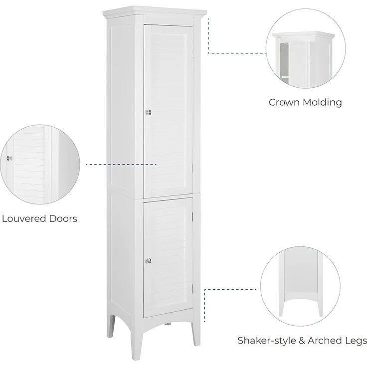 Versanora Badezimmer-Hochschrank Badmöbel Badregal Holzschrank Weiß Teamson ELG-588 – Bild 6