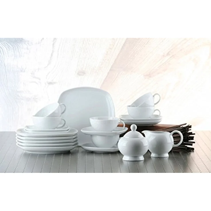 Seltmann Weiden Geschirr-Set Teller flach eckig 20 cm Lido weiss uni 00003 von Seltmann Weiden, Porzellan – Bild 7