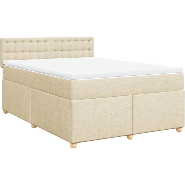 vidaXL Boxspringbett mit Matratze Creme 160x200 cm Stoff 3289050 – Bild 3