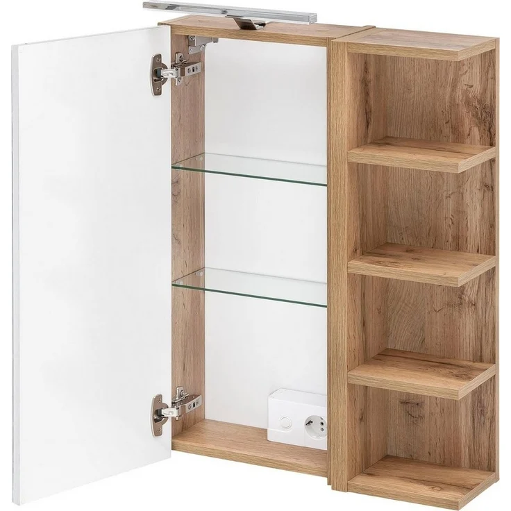 Schildmeyer Spiegelschrank, Holzwerkstoff, Eiche Landhaus Dekor, 50,3 x 16 x 74,4 cm – Bild 2