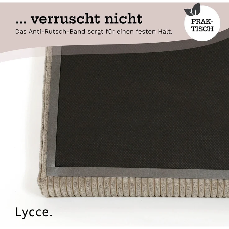 Lycce Bankauflage Klemmkissen mit Leiste - Cord, Polsterung, rutschfest Taupe 8x40x38cm – Bild 8